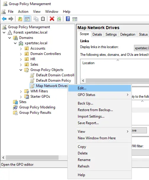 Edit group policy objects