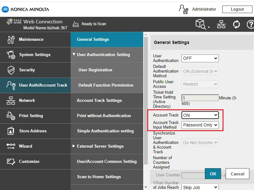 Enable user authentication method