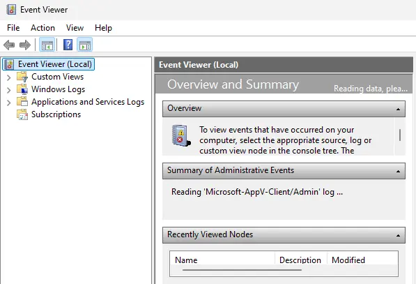 Event viewer interface