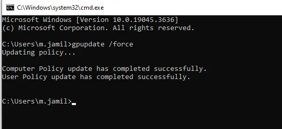 Gpupdate /force command