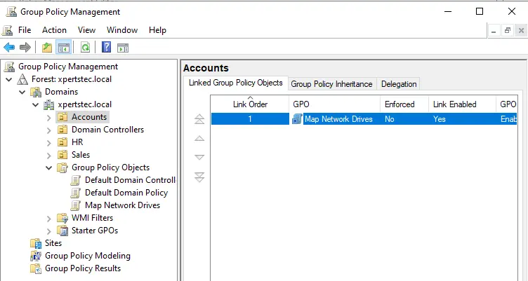 Group policy objects link enabled