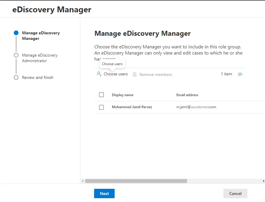 Manage eDiscovery Manager