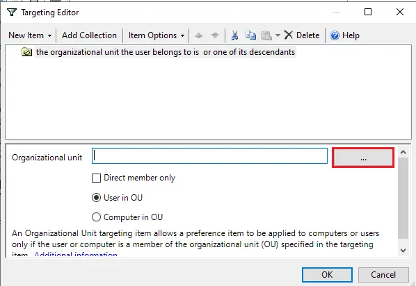 Map network drive targeting editor