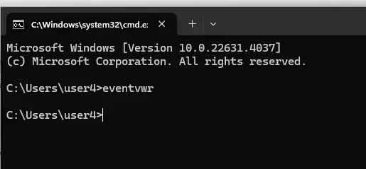 Open event viewer via command prompt