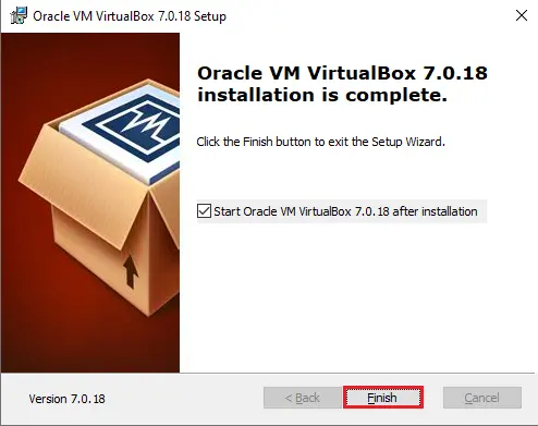 Oracle VirtualBox upgrade is complete