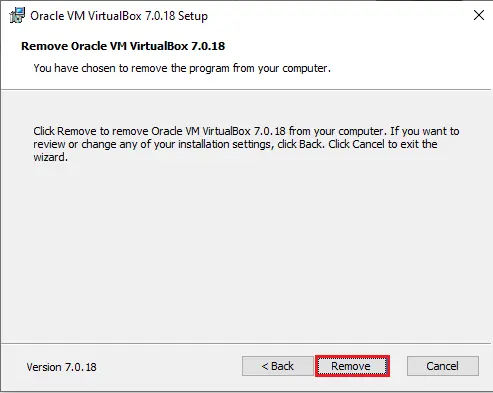 Remove oracle VM VirtualBox