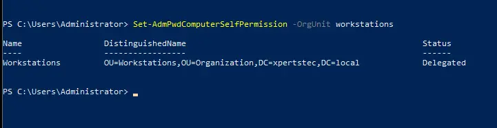 Set-AdmPwdComputerSelfPermission -OrgUnit