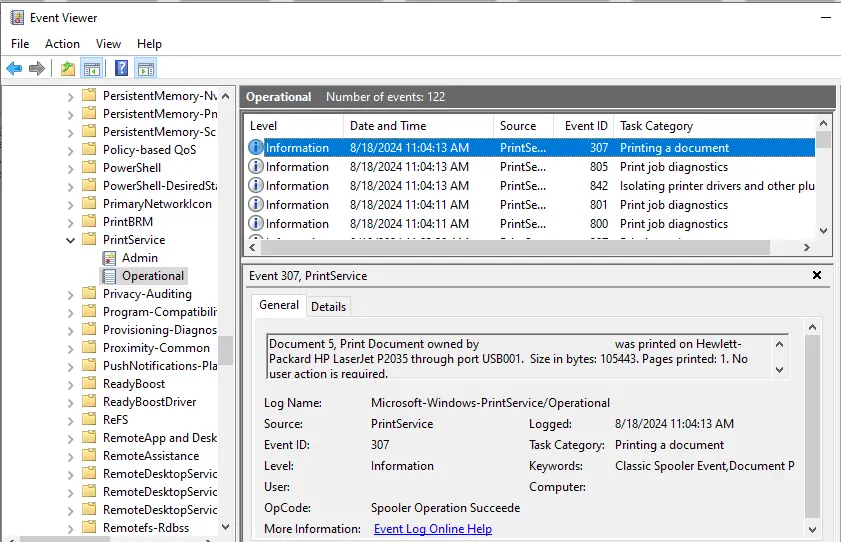 Track Printer Usage with Event Viewer