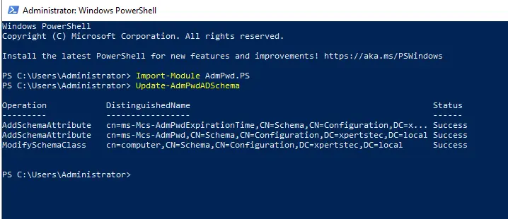 Update-AdmPwdADSchema command