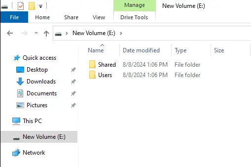 Windows explorer new volume