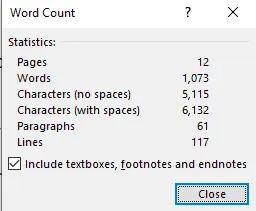 Word count statistics