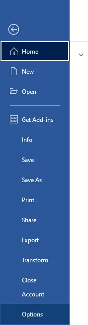 Word file menu