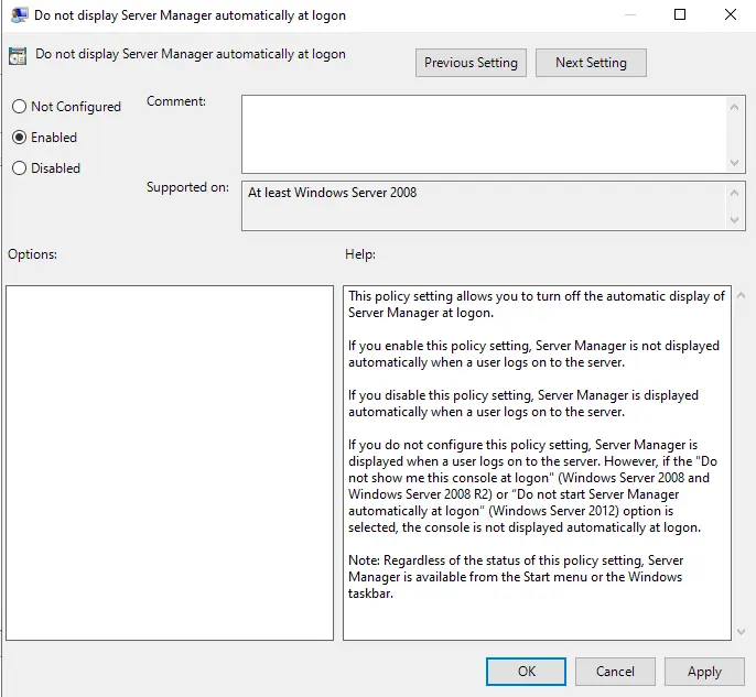 disable server manager startup group policy