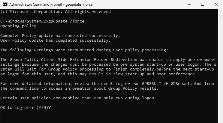 gpupdate /force command