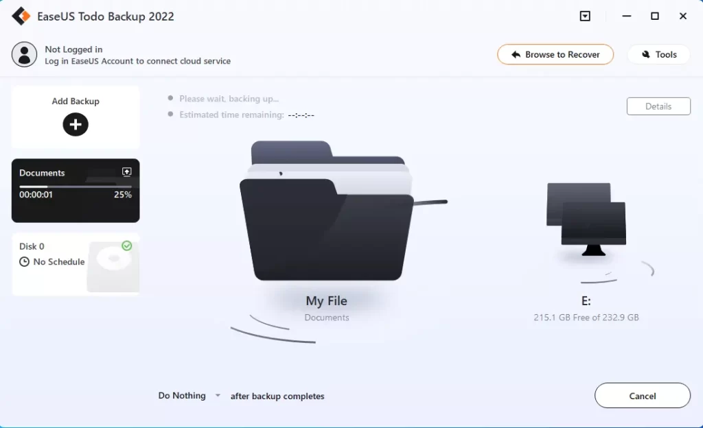 Backing files Using EaseUS