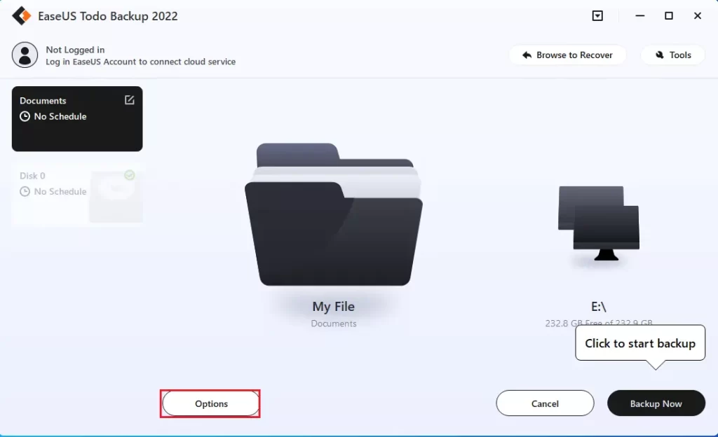 Backup Files and Folders in EaseUS