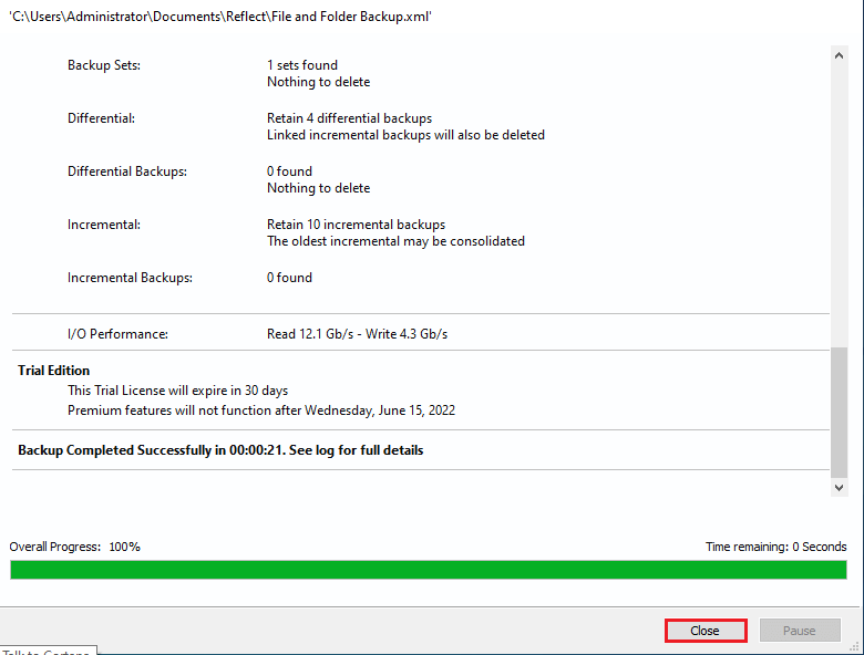 Backup completed successfully Macrium