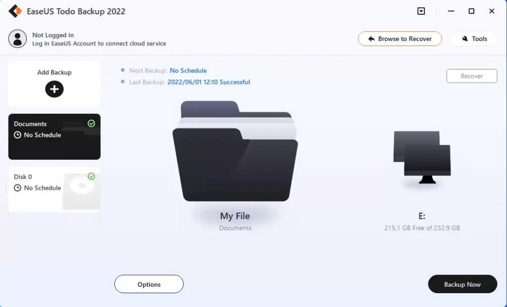 Backup files Using EaseUS