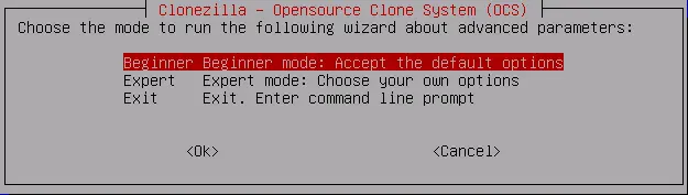 Beginner mode clonezilla