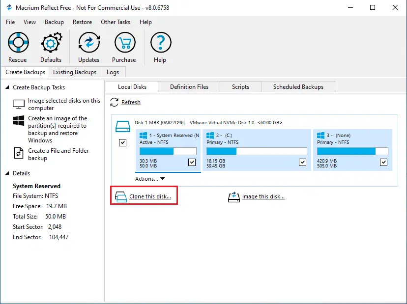 Clone this disk macrium reflect