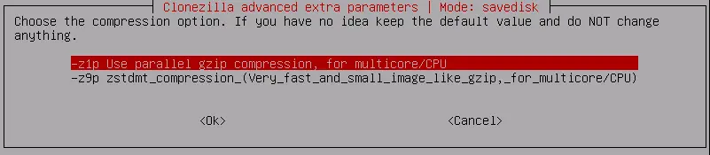 Clonezilla advanced extra parameters