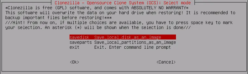 Clonezilla saveddisk