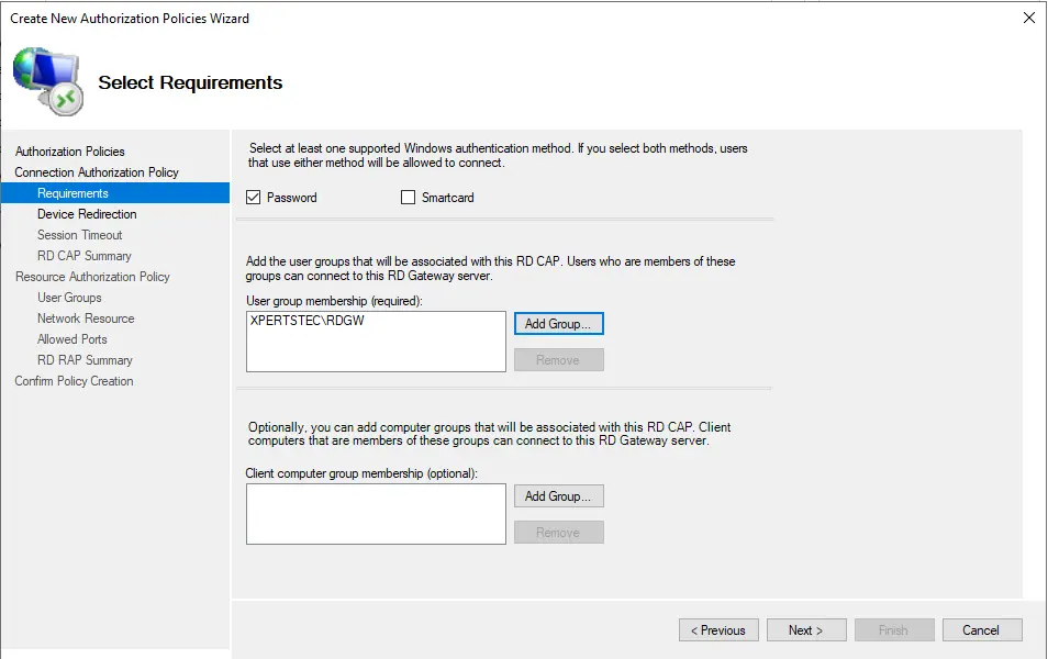 Configure remote desktop gateway