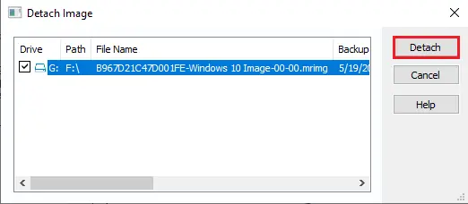 Detach Image Macrium Reflect