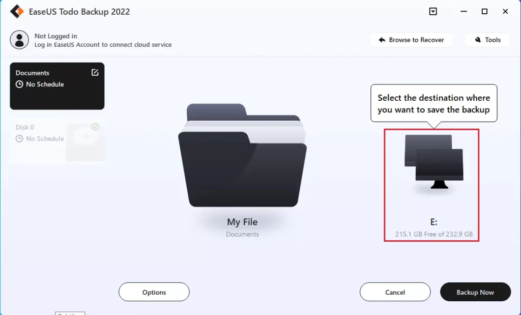 EaseUS Todo Backup interface