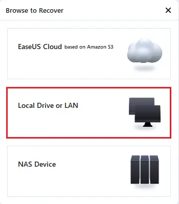 EaseUS browse to recover local drive