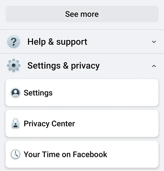 Facebook ap settings