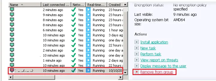 Kaspersky device remove from group