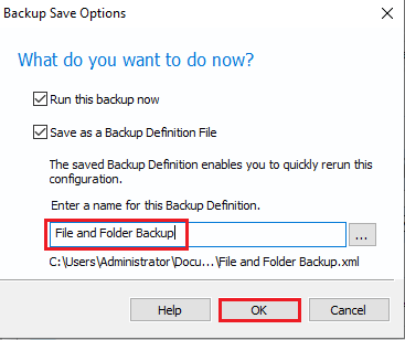 Macrium backup save options