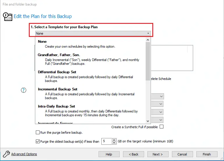 Macrium edit the plan for the backup