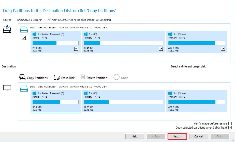 Restore system image using Macrium Reflect