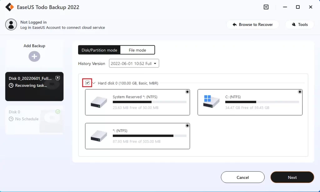 Restore system image with EaseUS