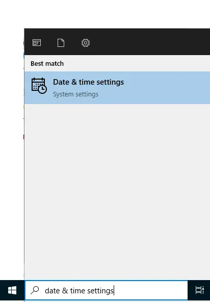 Search date & time settings