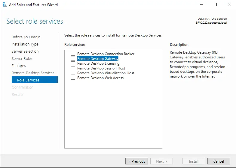 Setup remote desktop gateway on Windows server