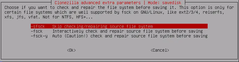 Skip checking/repairing source clonezilla