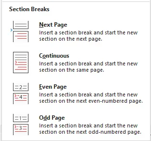 Use breaks in Microsoft Word