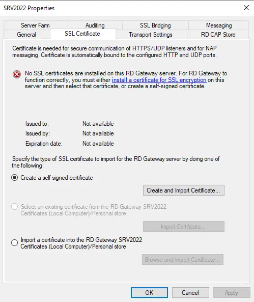 install SSL certificate on Remote Desktop Gateway